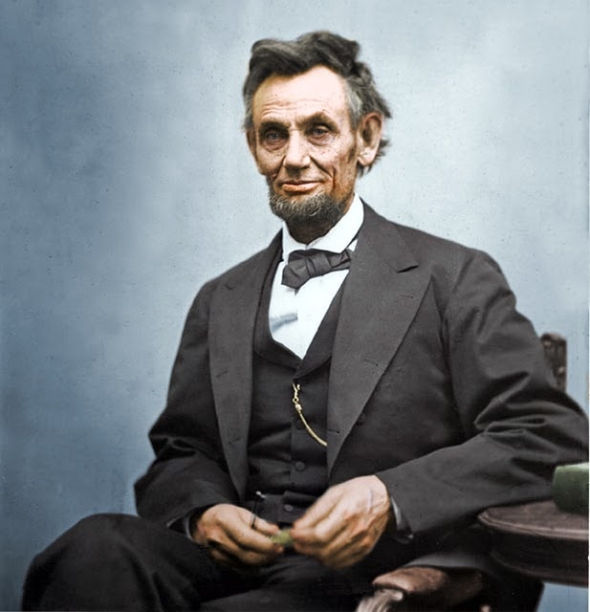 Colored photo of Lincoln. (http://www.visualnews.com/tag/abraham-lincoln/ (PAUL CARIDAD))